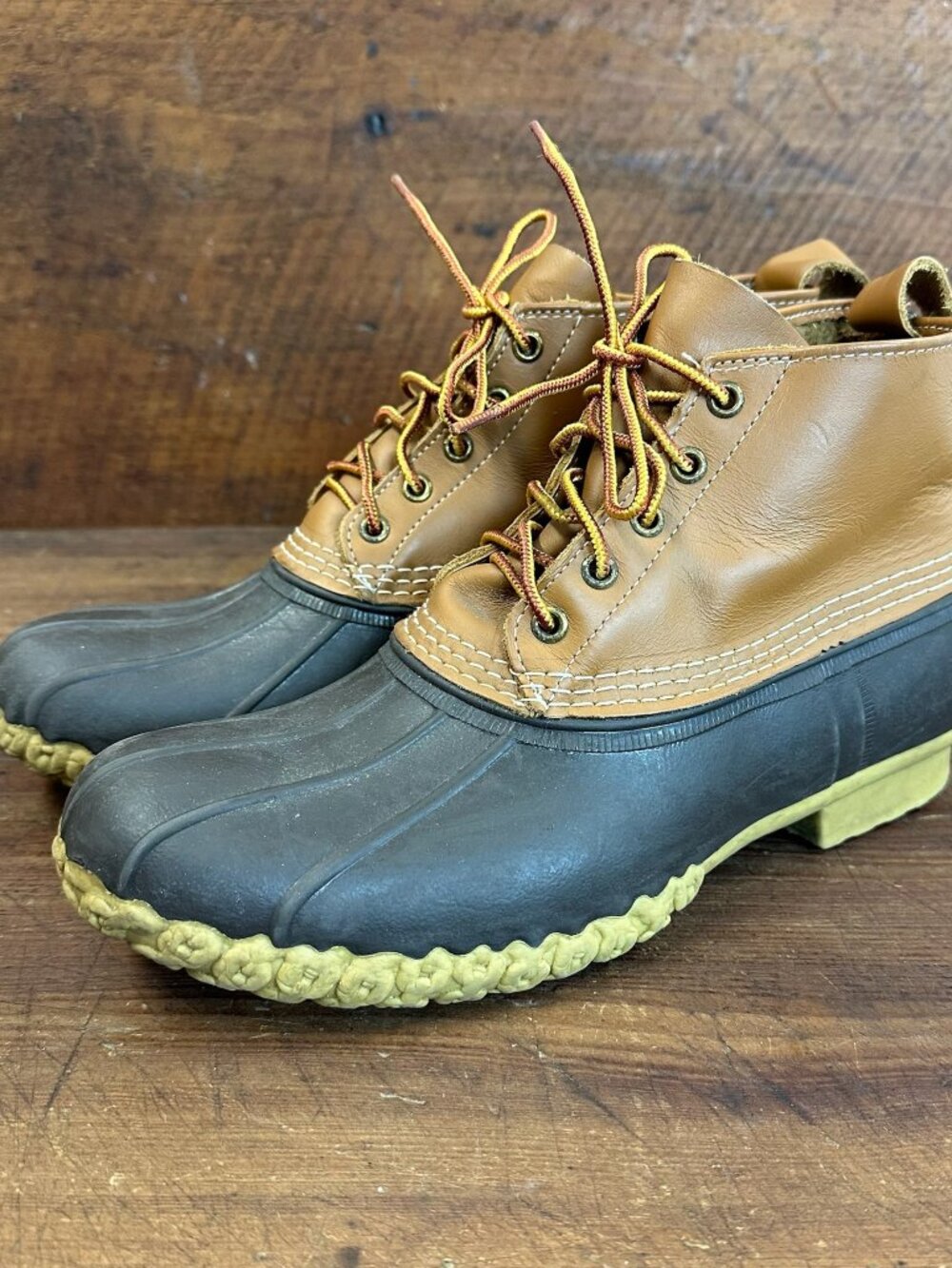 Vintage L.L. Bean 6" Bean Boots Duck Boots Size 10 Tan Brown Made in Maine